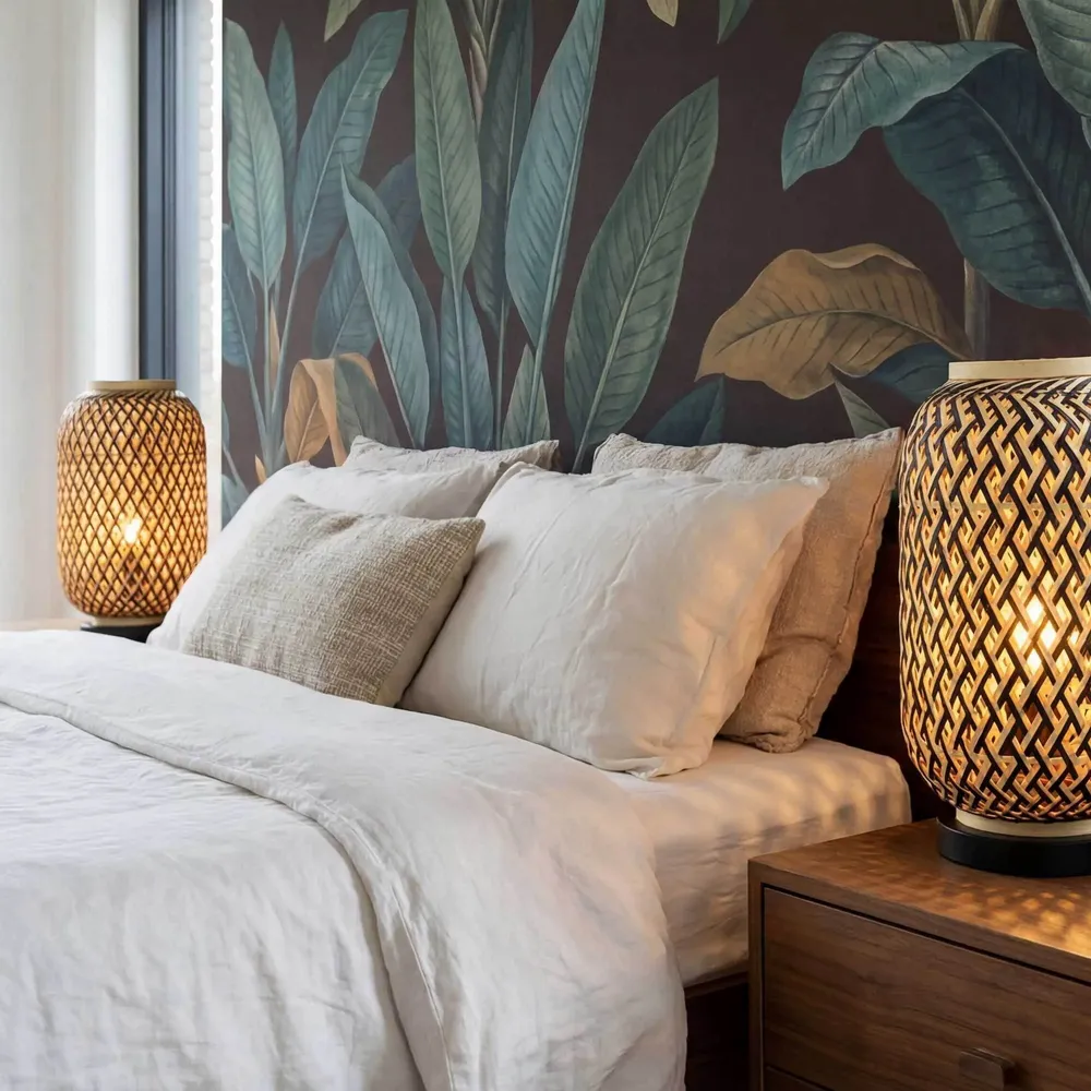 Lampes à poser - Lampe à poser en bambou bicolore et métal noir, MINELLE - C-CRÉATION | BOUDET