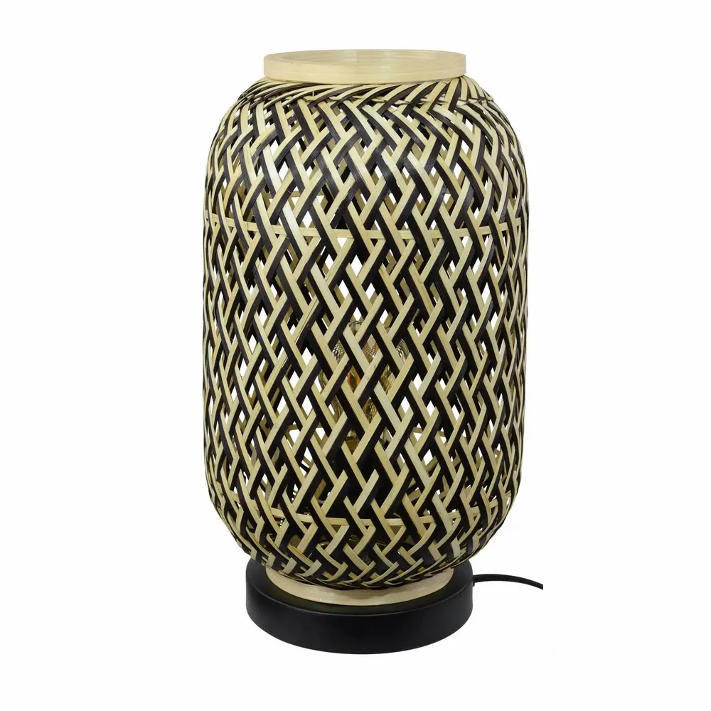 Lampes à poser - Lampe à poser en bambou bicolore et métal noir, MINELLE - C-CRÉATION | BOUDET