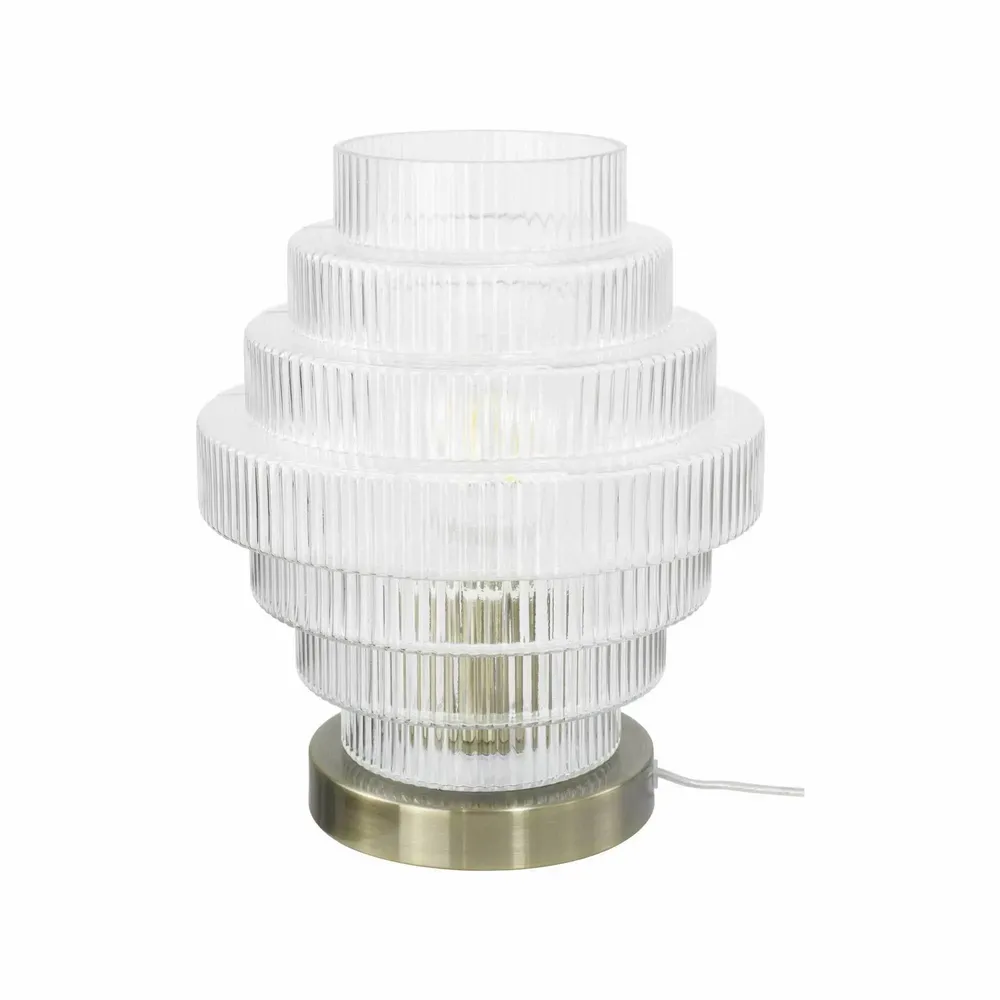 Lampes à poser - Lampe à poser en verre strié transparent et métal antique, CHALLE - C-CRÉATION | BOUDET