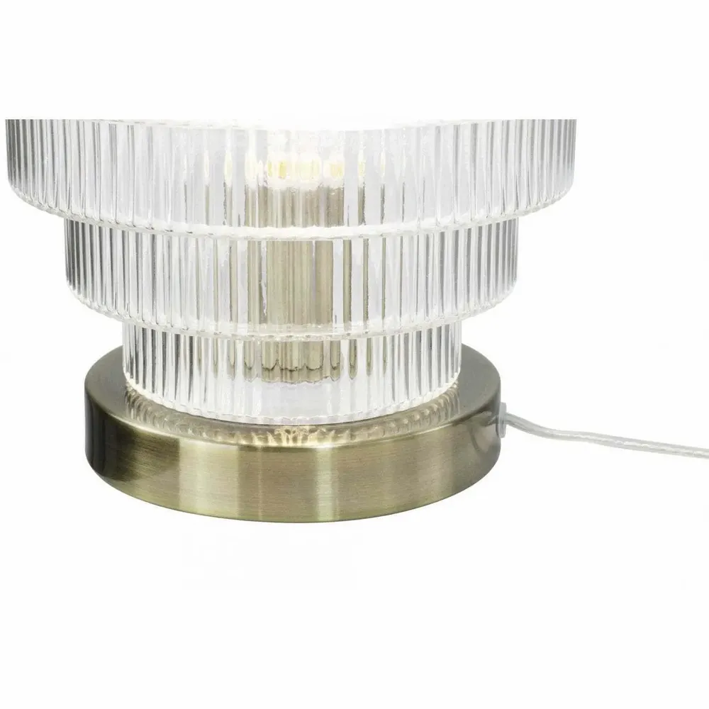 Lampes à poser - Lampe à poser en verre strié transparent et métal antique, CHALLE - C-CRÉATION | BOUDET