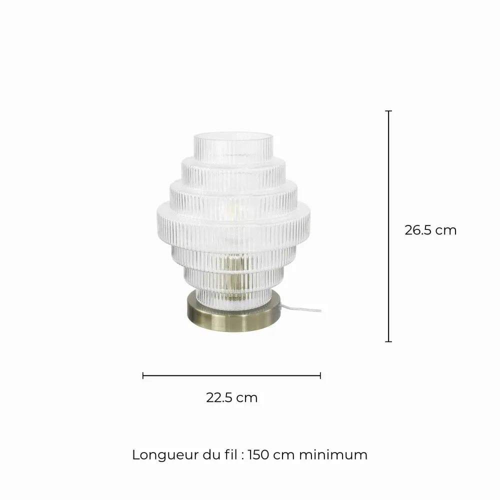 Lampes à poser - Lampe à poser en verre strié transparent et métal antique, CHALLE - C-CRÉATION | BOUDET