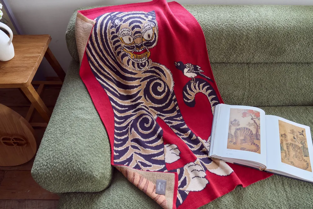 Fabrics - Tiger and Magpie (Burgundy) Blankets - BONEE(LIVING ART BRAND)