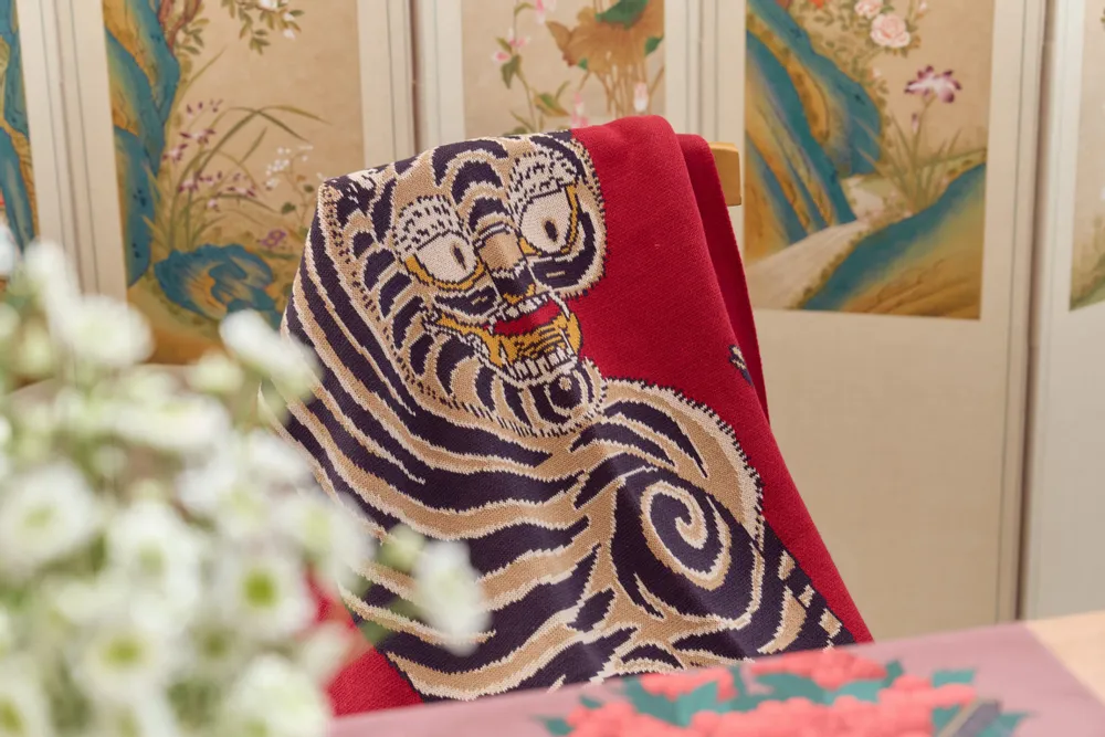 Fabrics - Tiger and Magpie (Burgundy) Blankets - BONEE(LIVING ART BRAND)