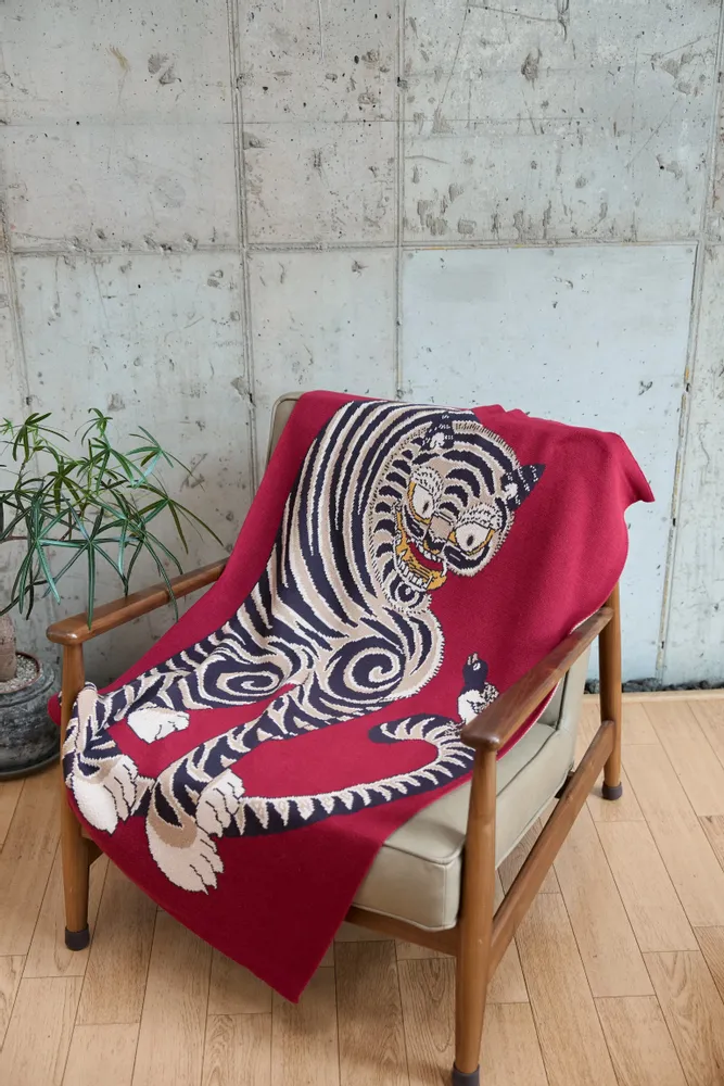 Fabrics - Tiger and Magpie (Burgundy) Blankets - BONEE(LIVING ART BRAND)