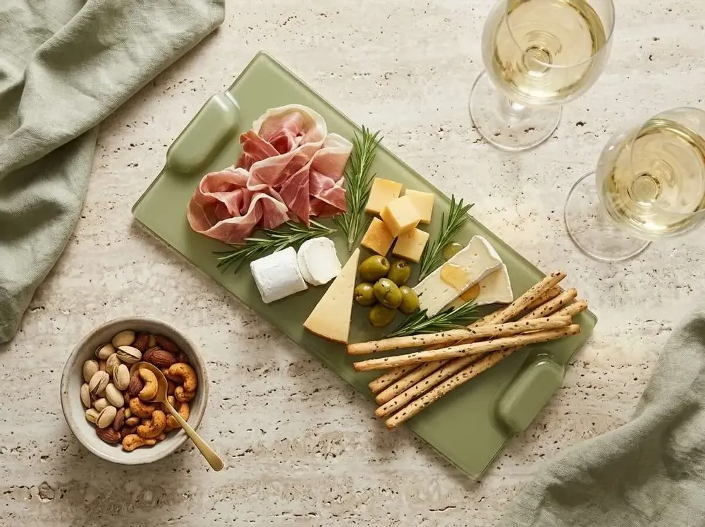 Platter and bowls - cheese board, cake platter, cutting board - ROSE CORAIL DECO