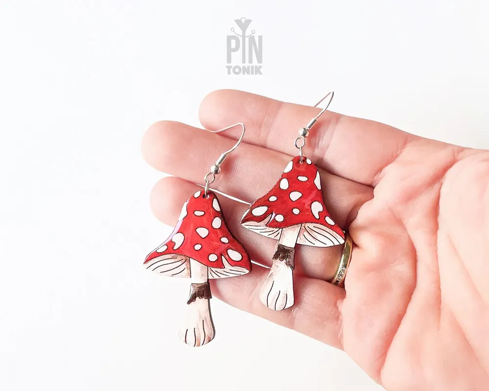 Jewelry - Amanita Mushroom Dangle Earrings - PINTONIK