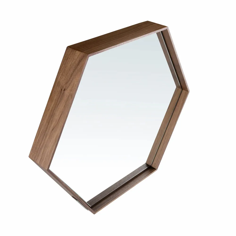 Mirrors - Hexagonal walnut mirror - ANGEL CERDÁ