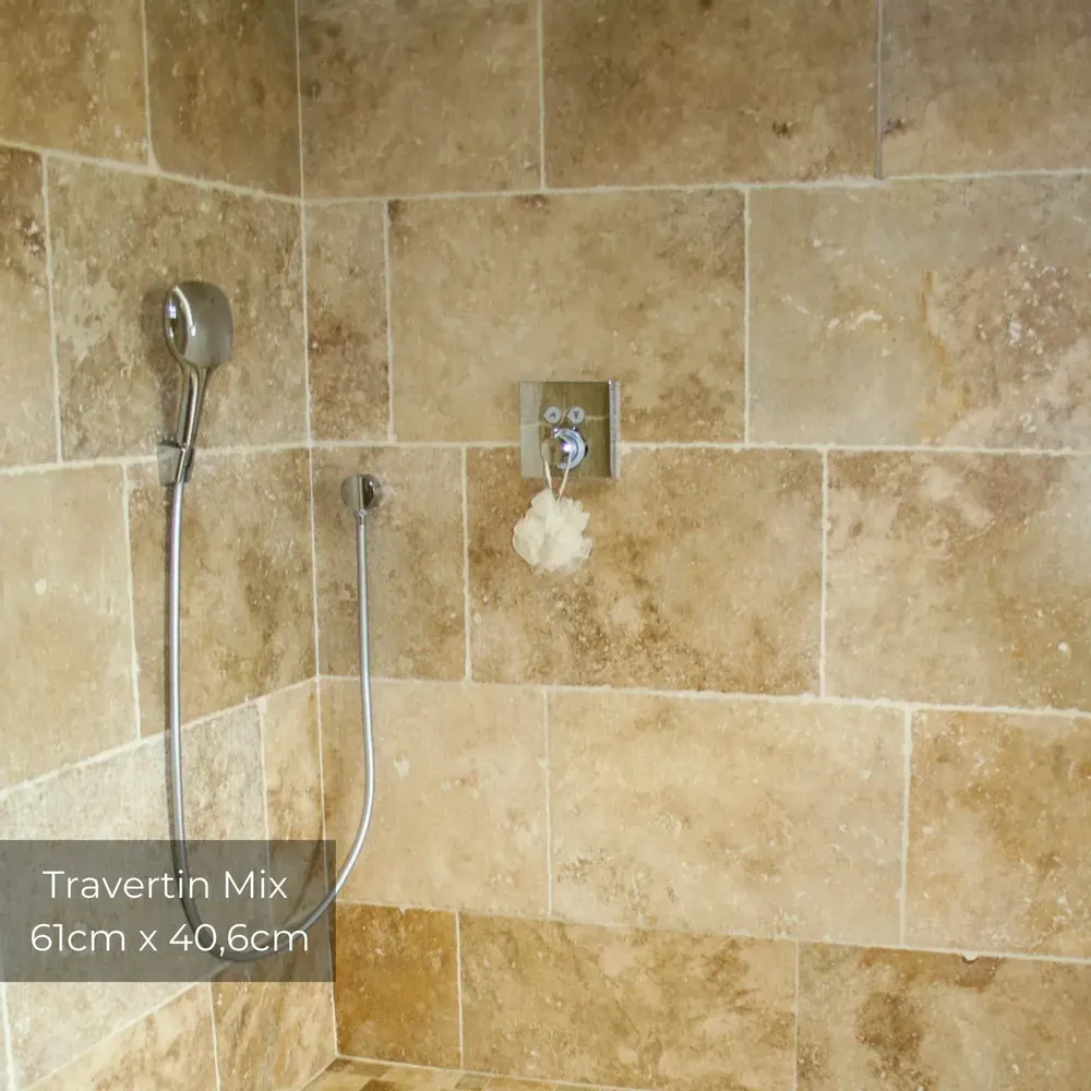 Indoor floor coverings - Travertine first choice Mix — 61 × 40.6 × 1.2 cm - LIGERIO