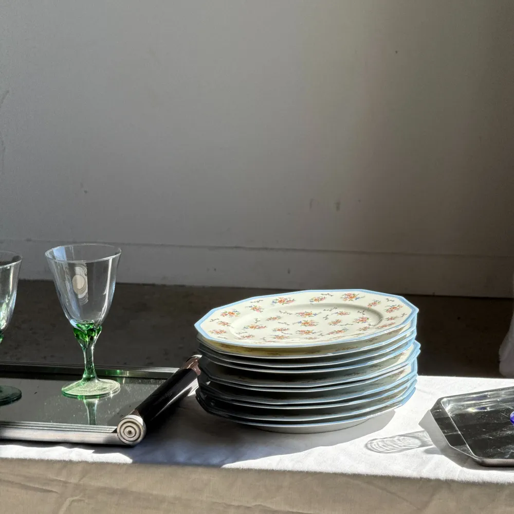 Formal plates - Set of 10 Limoges France porcelain dinner plates with bouquets - OFFICE OBJETS