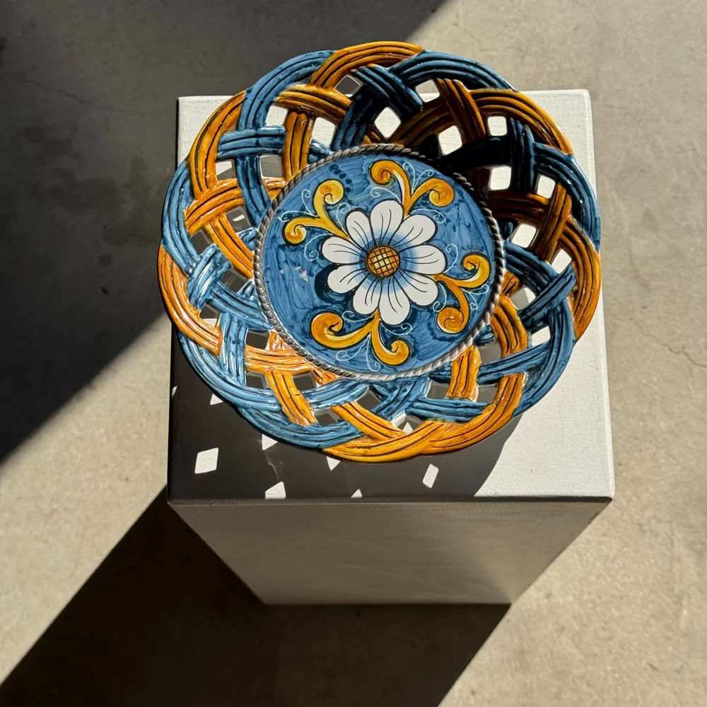 Bowls - Enamelled ceramic fruit bowl from Brancaleone Italy with decoration - OFFICE OBJETS