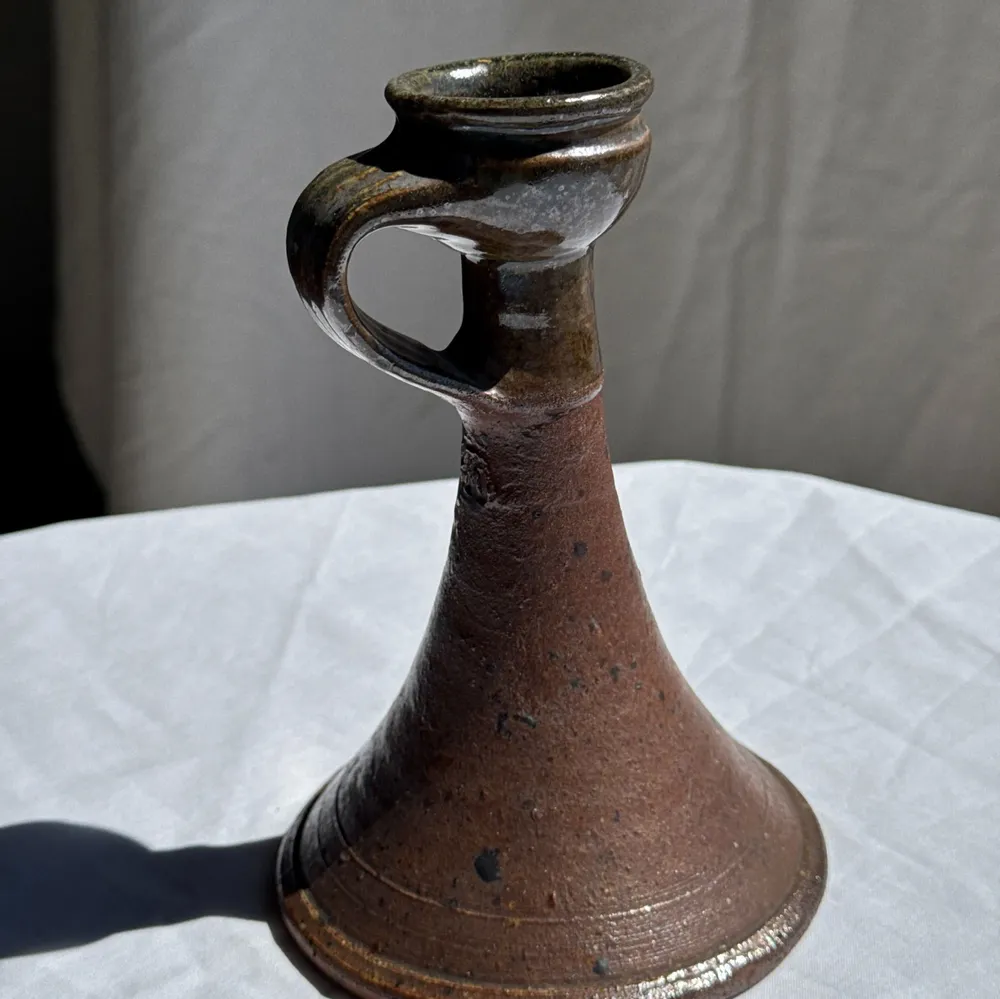 Decorative objects - Brown sandstone candle holder with handle H19 L14 - OFFICE OBJETS