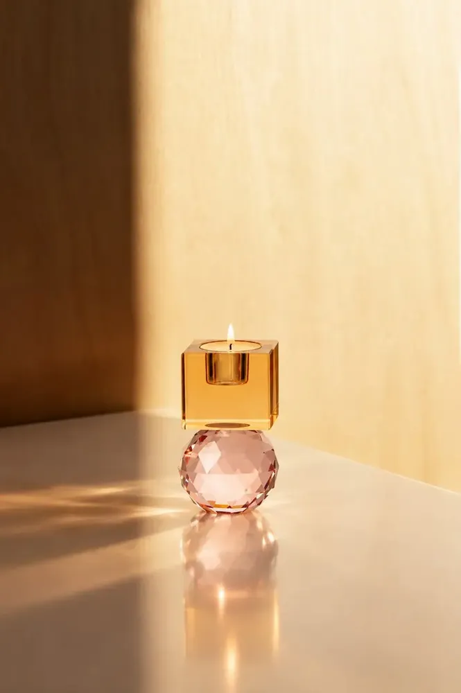 Bougeoirs et photophores  - Le Bougeoir Citrine & Rose Quartz - BAZAR BIZAR LIVING
