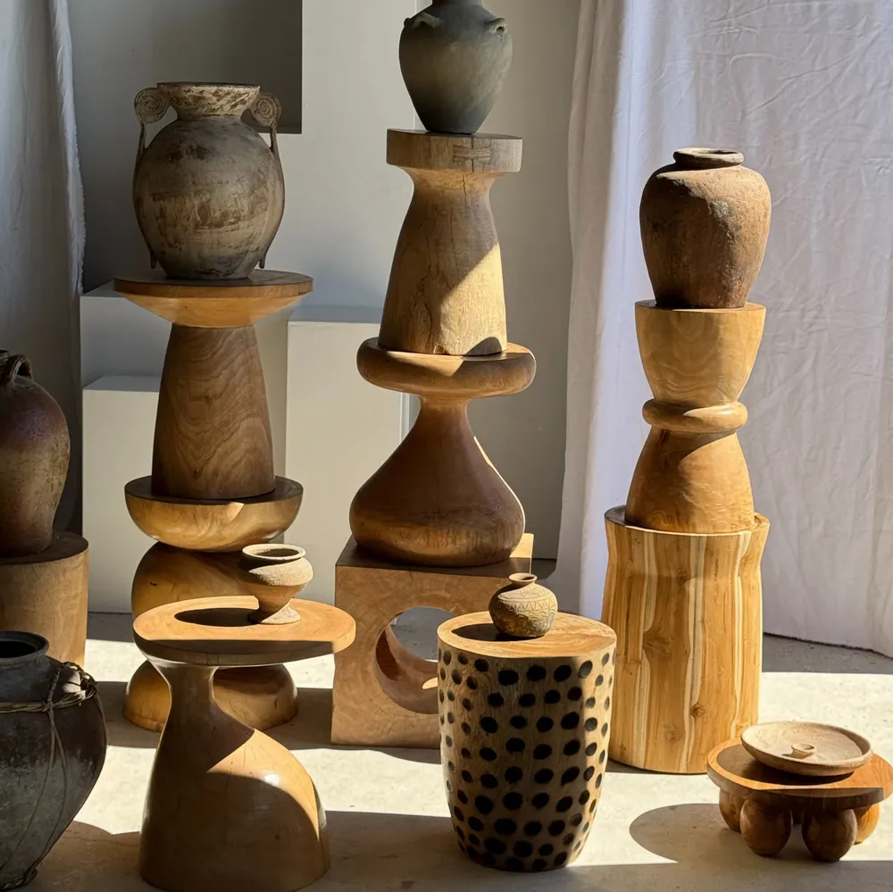 Tabourets - Tabouret, table d'appoint, bout de canapé en manguier massif - OFFICE OBJETS