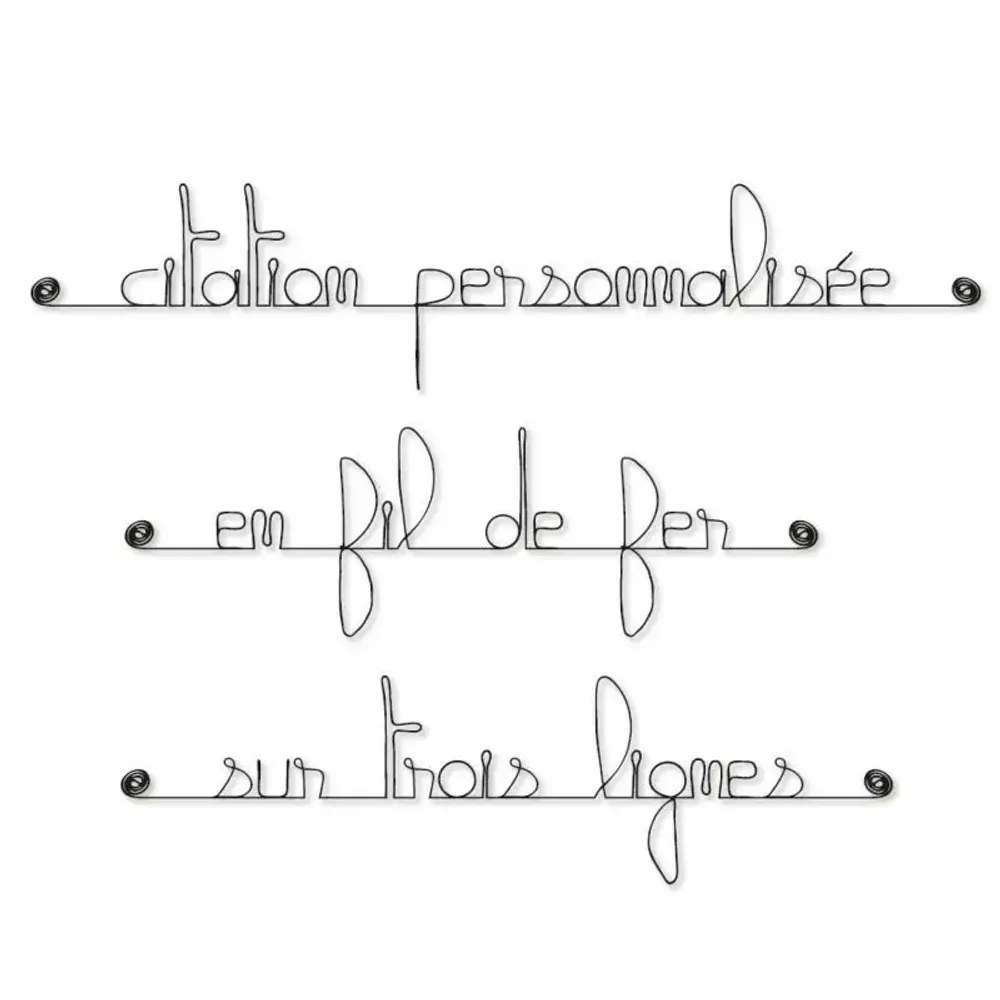 Cadeaux - Écriture Déco Murale fil de fer à personnaliser - 3 lignes - BIJOUX DE MUR