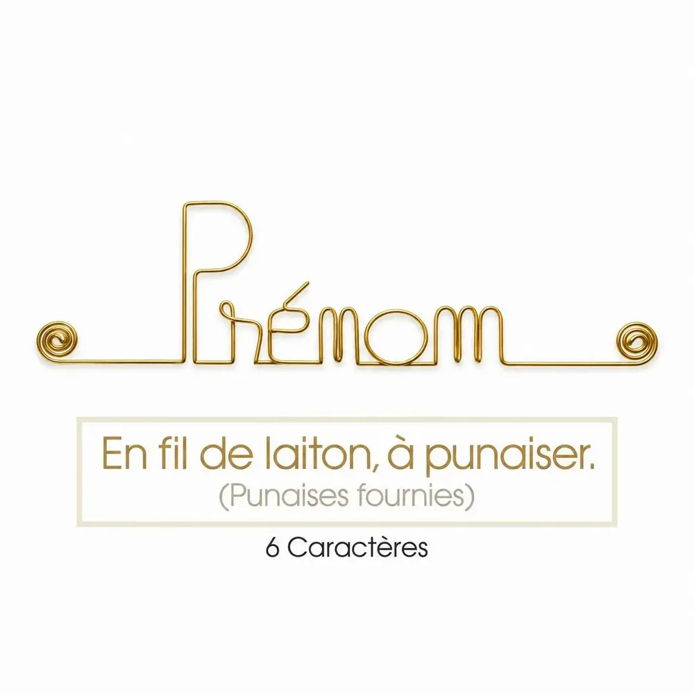 Other wall decoration - Personalized short name in gilded brass wire - to pin - BIJOUX DE MUR