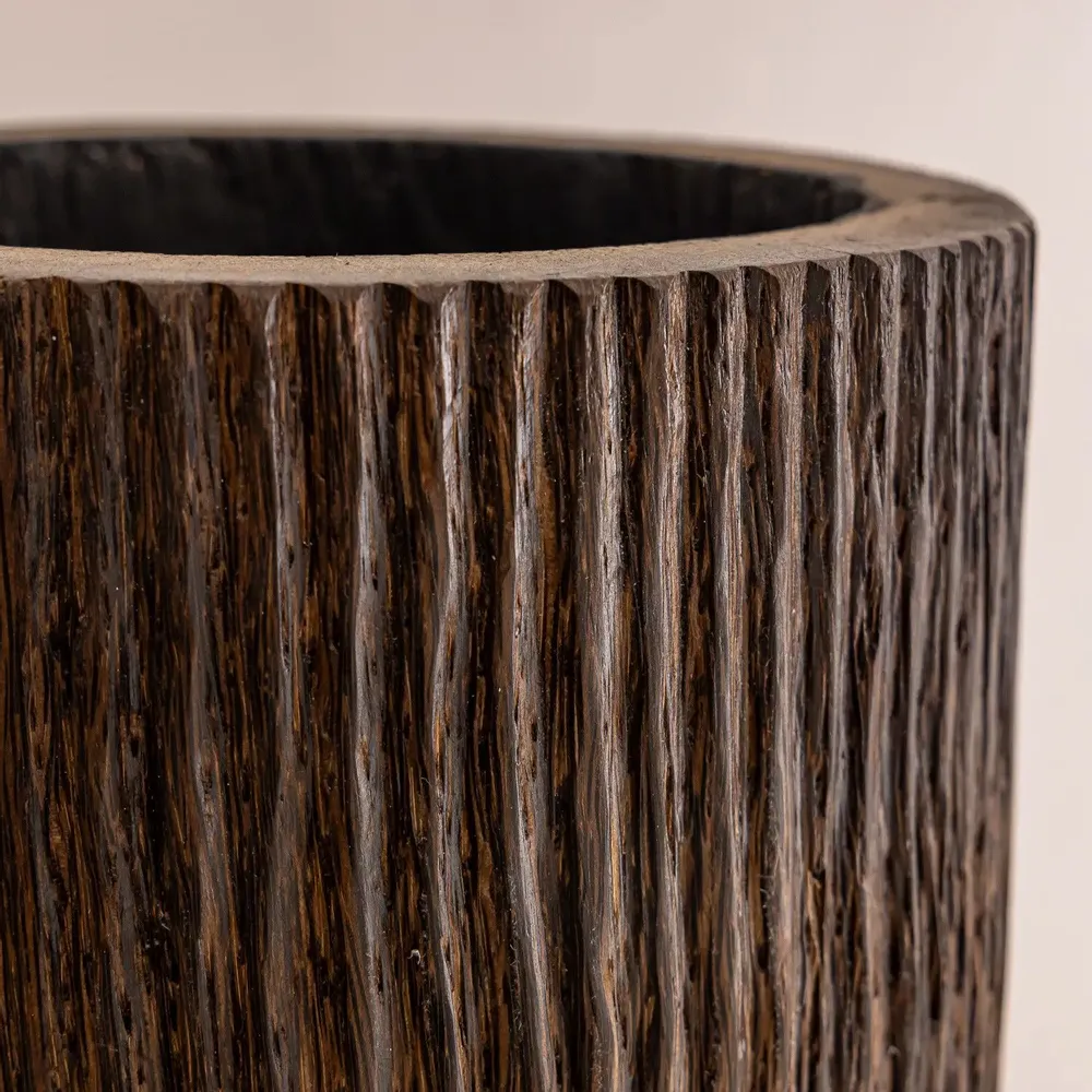 Decorative objects - Striated coconut pot - Solid coconut wood Height: 150 cm - DESIGN TRIP