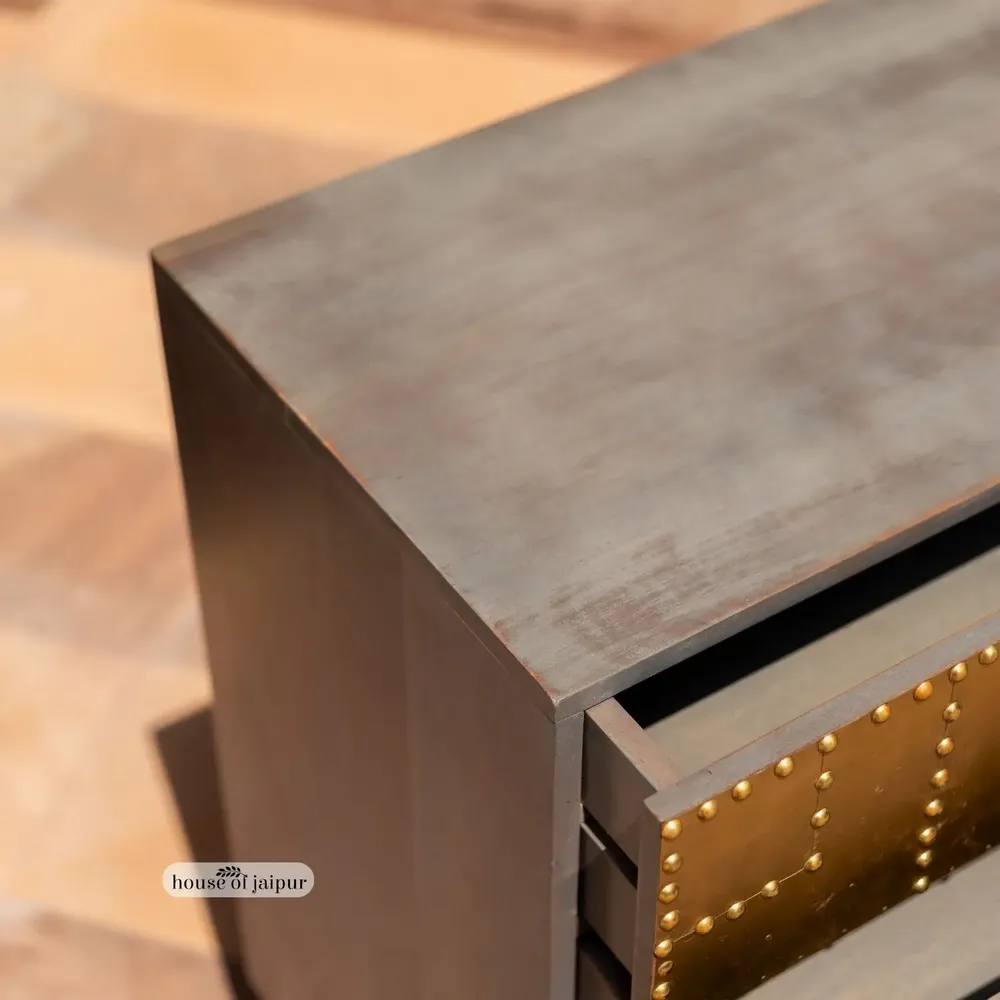 Sideboards - Kansa Brass Patchwork Sideboard by House of Jaipur - HOUSE OF JAIPUR