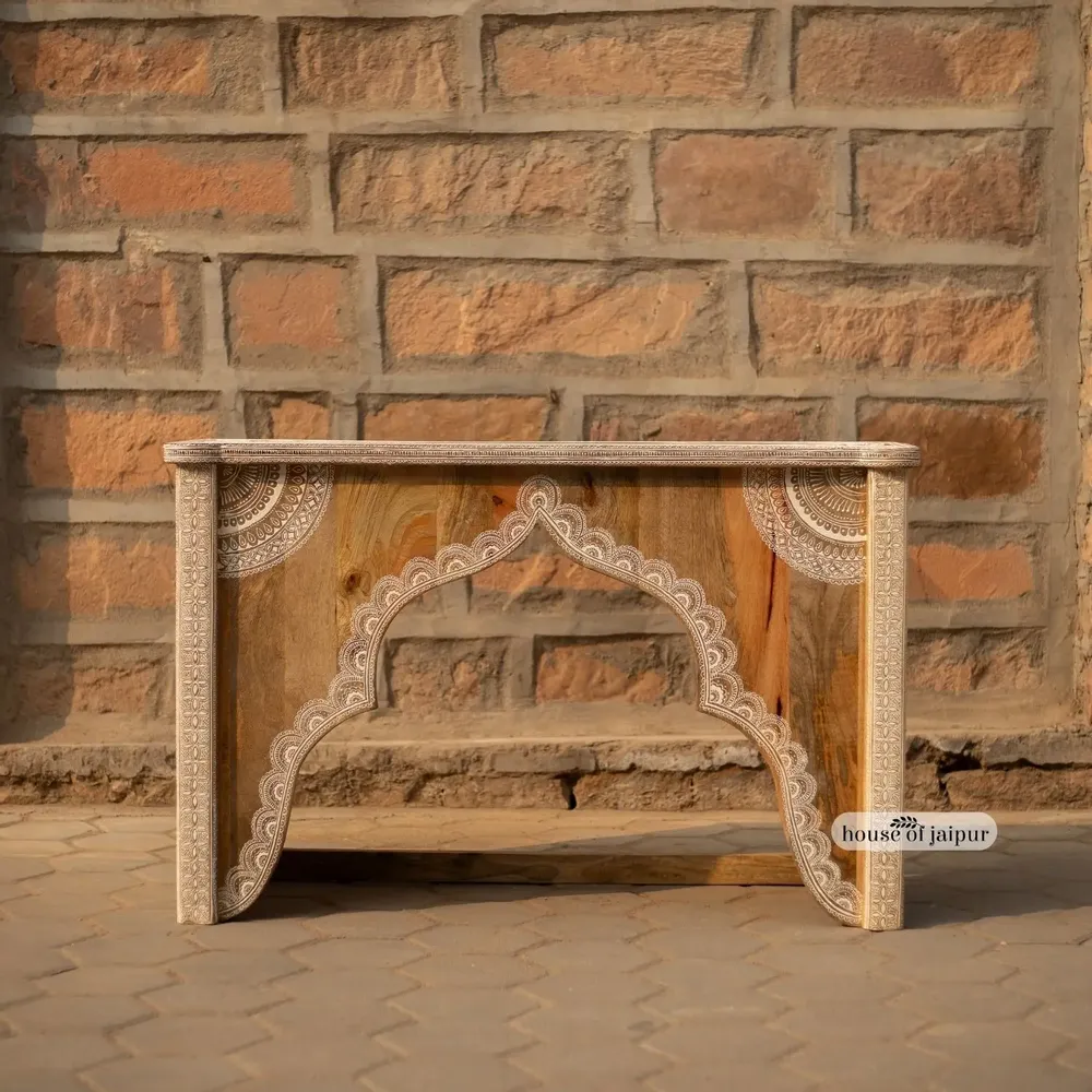 Console table - Jaipur Arch Hand-Painted Solid Wood Console Table by House of Jaipur - HOUSE OF JAIPUR