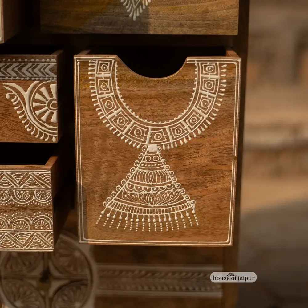 Chests of drawers - Jaipur Hand-Painted Solid Wood Chest of Drawer - HOUSE OF JAIPUR