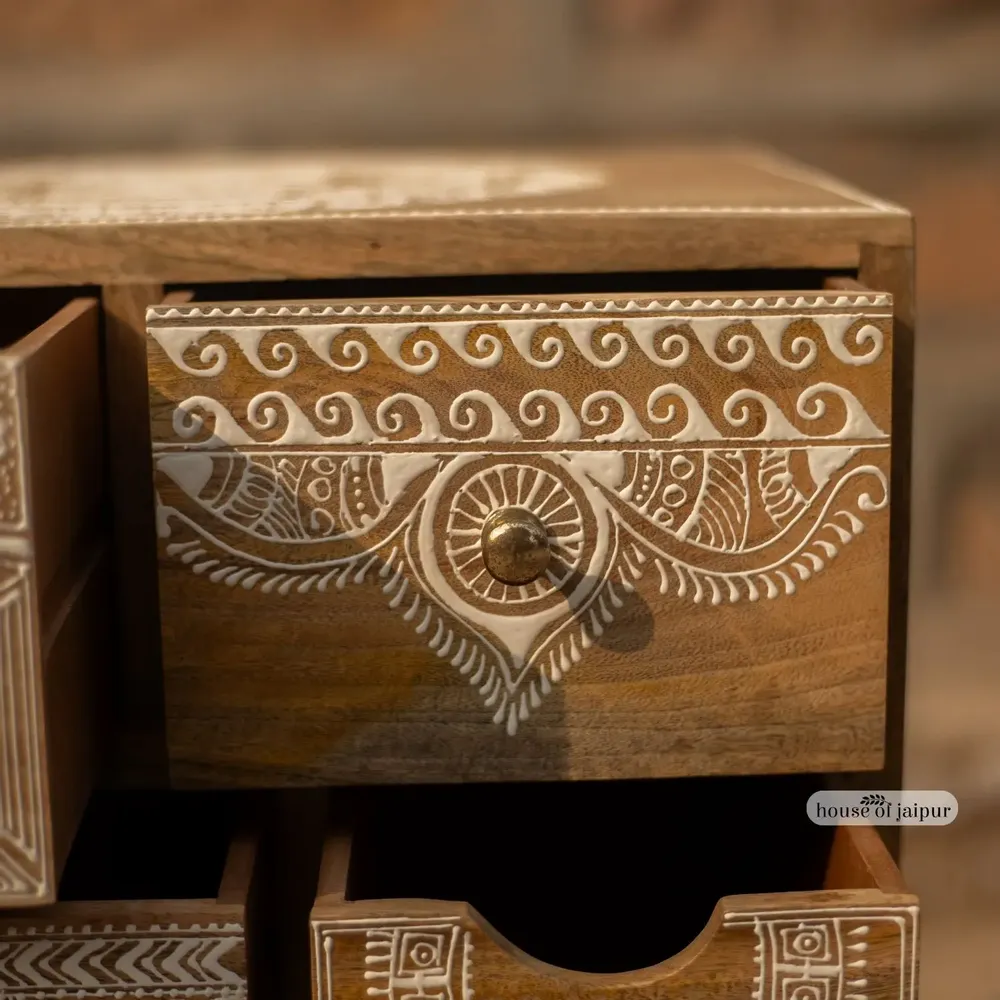 Chests of drawers - Jaipur Hand-Painted Solid Wood Chest of Drawer - HOUSE OF JAIPUR