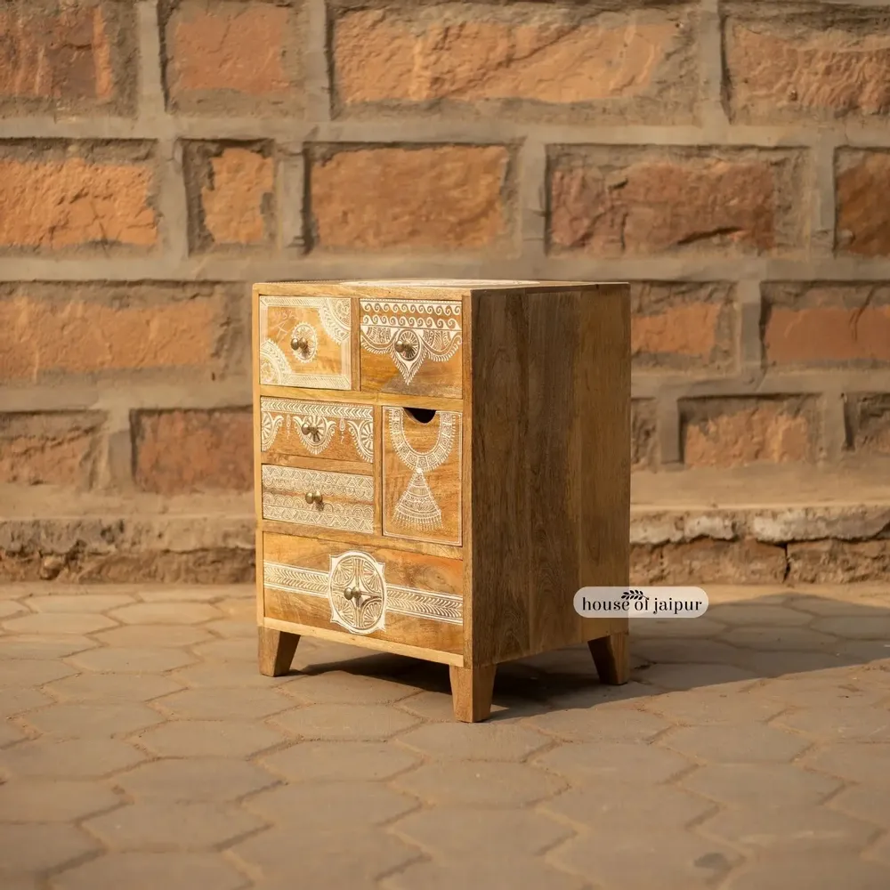 Chests of drawers - Jaipur Hand-Painted Solid Wood Chest of Drawer - HOUSE OF JAIPUR