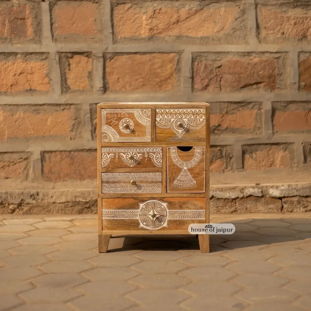 Chests of drawers - Jaipur Hand-Painted Solid Wood Chest of Drawer - HOUSE OF JAIPUR