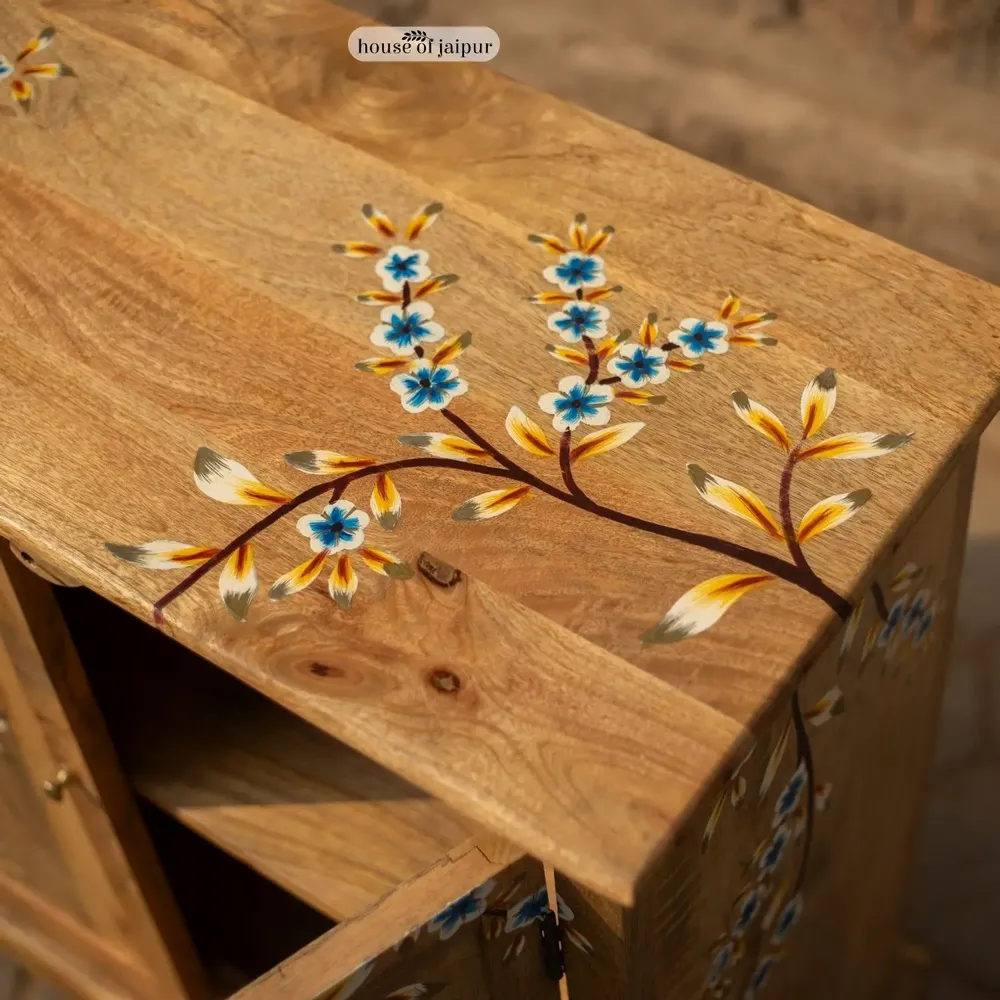 Sideboards - Jaipur Hand-Painted Solid Wood Storage Cabinet - HOUSE OF JAIPUR
