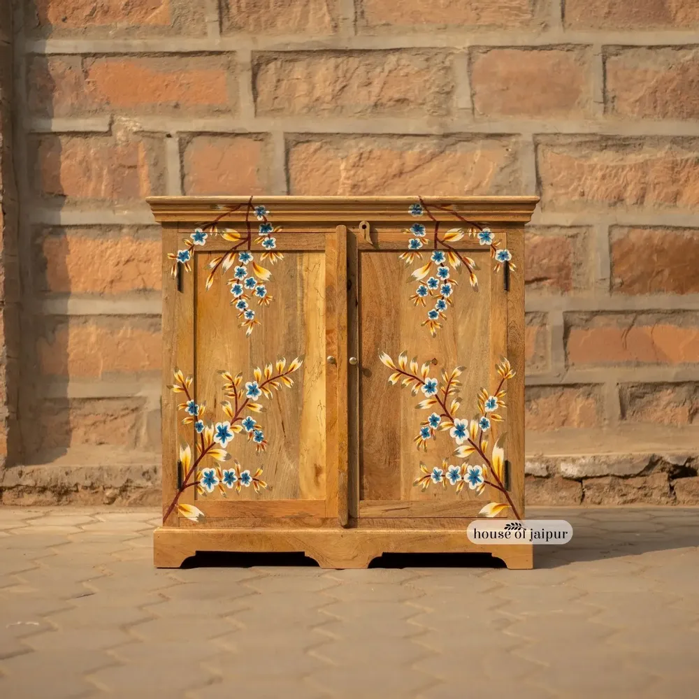 Sideboards - Jaipur Hand-Painted Solid Wood Storage Cabinet - HOUSE OF JAIPUR
