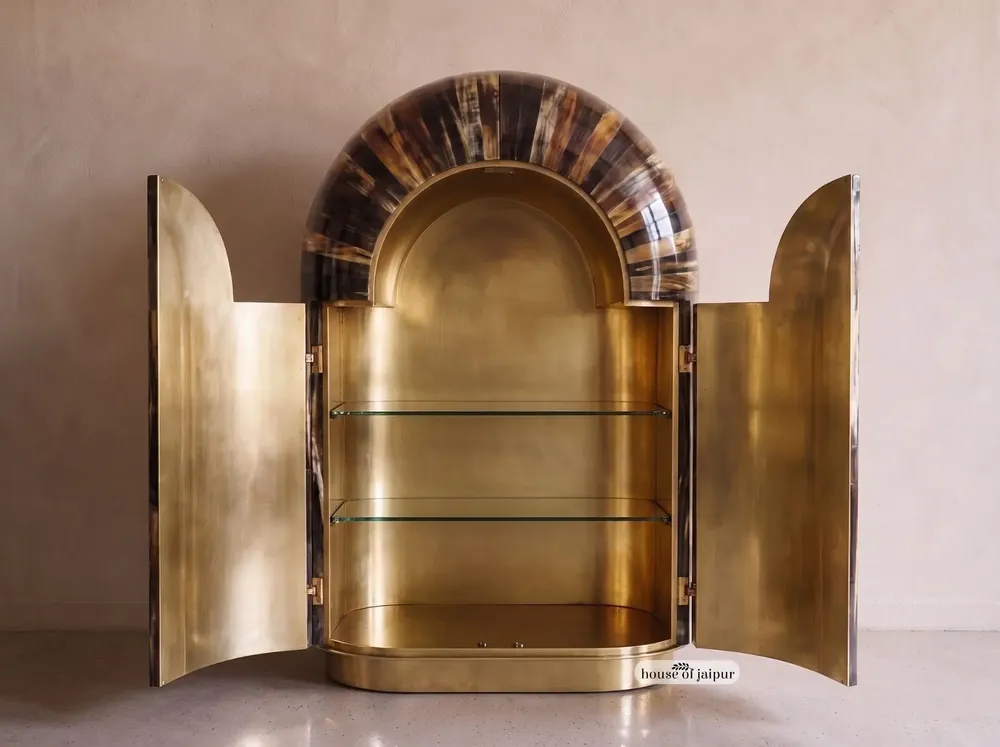 Wardrobe - Arcana Resin and Brass Sculptural Wardrobe and Collector's Cabinet - HOUSE OF JAIPUR