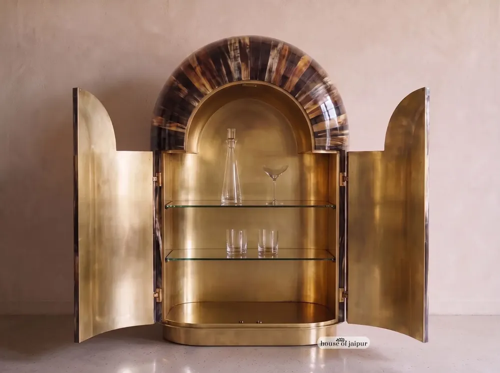 Wardrobe - Arcana Resin and Brass Sculptural Wardrobe and Collector's Cabinet - HOUSE OF JAIPUR