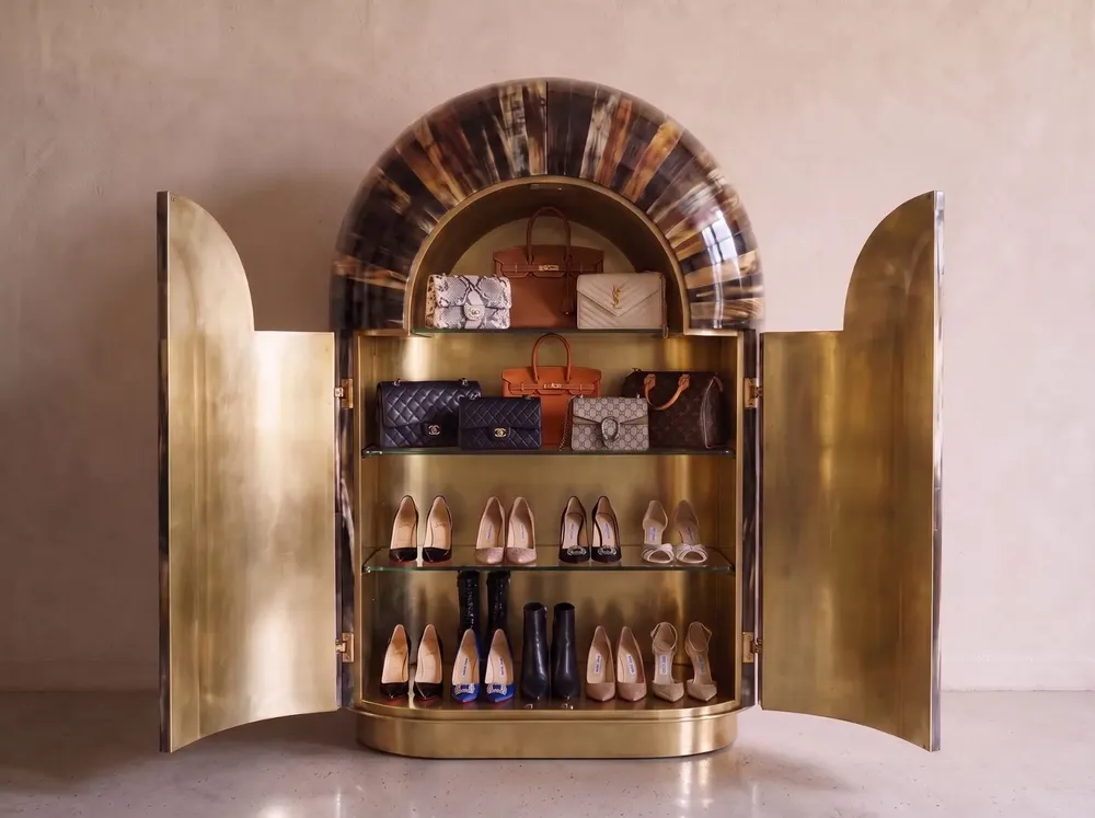 Wardrobe - Arcana Resin and Brass Sculptural Wardrobe and Collector's Cabinet - HOUSE OF JAIPUR