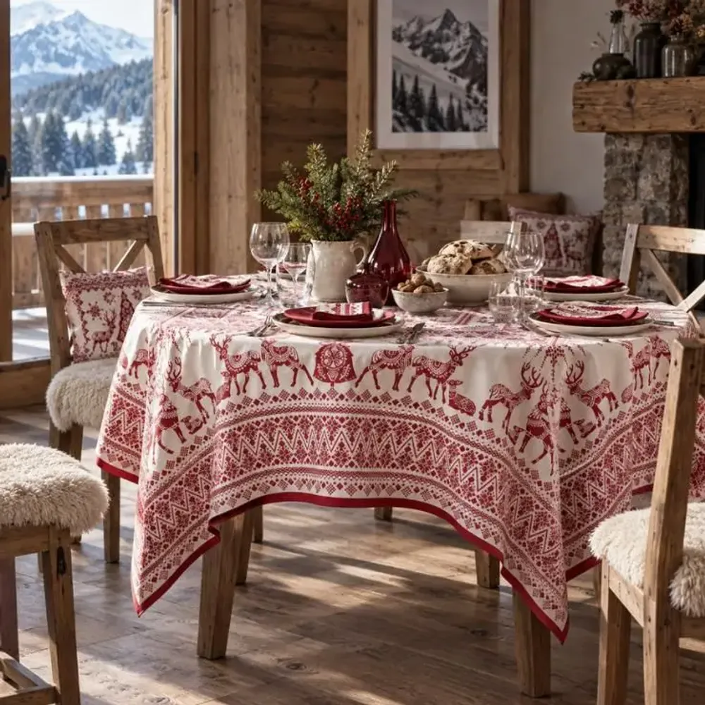 Linge de table textile - Nappe - Balade en hiver - BEAUVILLÉ
