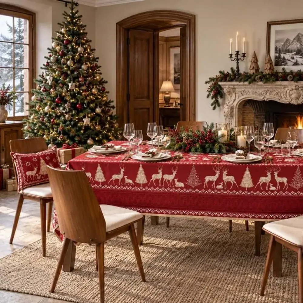 Linge de table textile - Nappe - Balade en hiver - BEAUVILLÉ