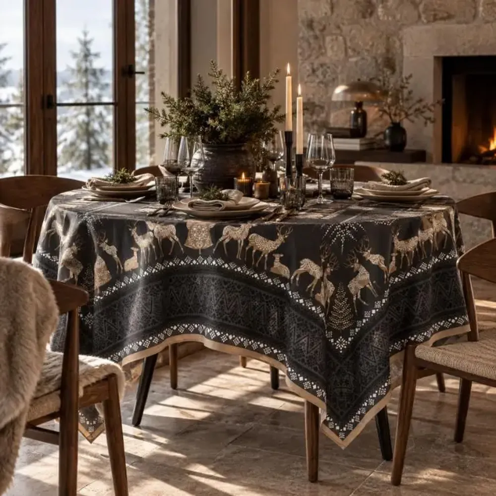 Linge de table textile - Nappe - Balade en hiver - BEAUVILLÉ