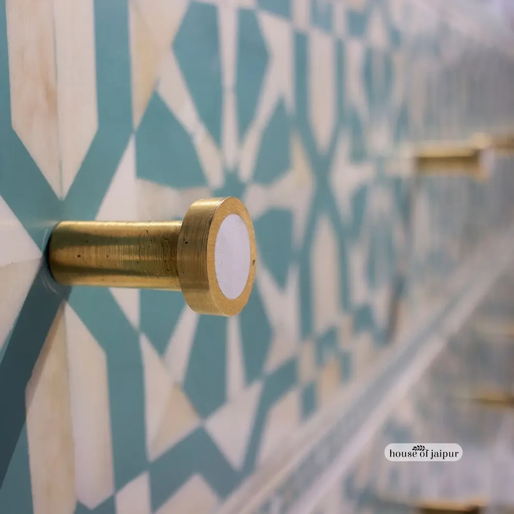 Chiffonniers - Moroccan Pattern Bone Inlay Chest of Drawers by House of Jaipur - HOUSE OF JAIPUR
