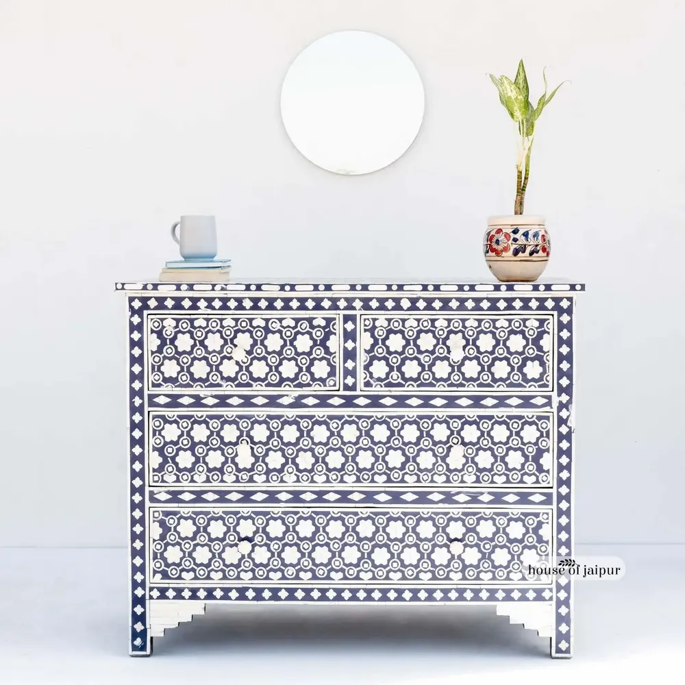 Commodes - Honeycomb Chest of Drawers – Bone Inlay - HOUSE OF JAIPUR