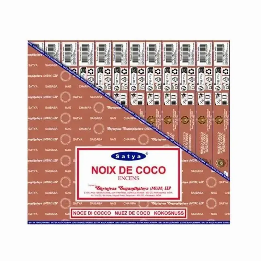 Parfums d'intérieur - Encens Satya Noix De Coco 15g - Boîte De 12 Paquets - ARABESK