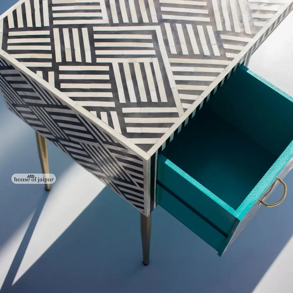 Bureaux - Monochrome Work Desk – Bone Inlay - HOUSE OF JAIPUR