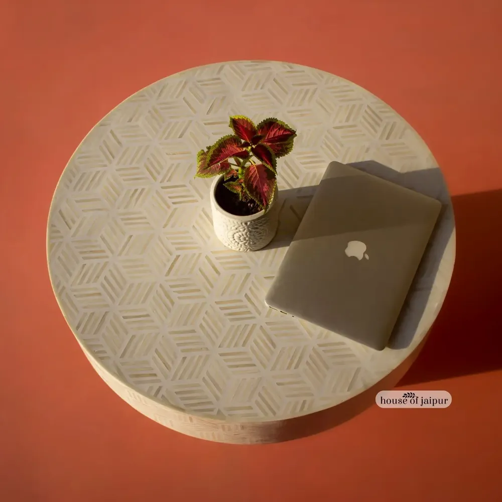 Tables basses - Cube Round Coffee Table by House of Jaipur - HOUSE OF JAIPUR