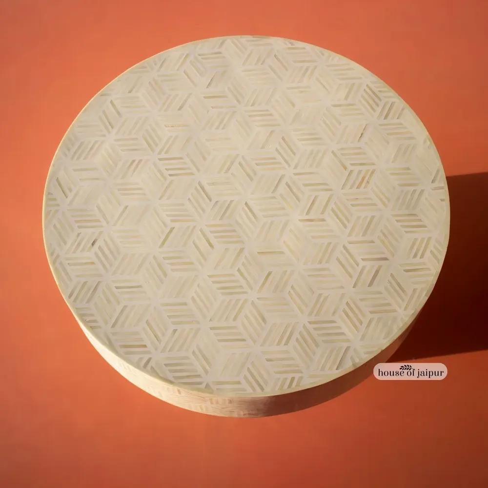 Tables basses - Cube Round Coffee Table by House of Jaipur - HOUSE OF JAIPUR