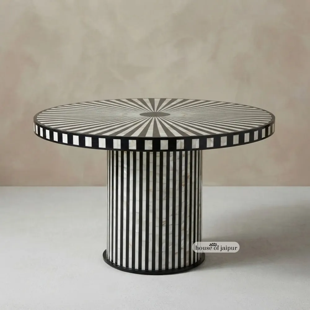 Dining Tables - Nova Dining Table Set with Raya Inlay Chair - HOUSE OF JAIPUR