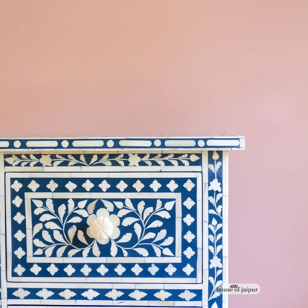 Night tables - Syahi Night Stand — Bone Inlay - HOUSE OF JAIPUR