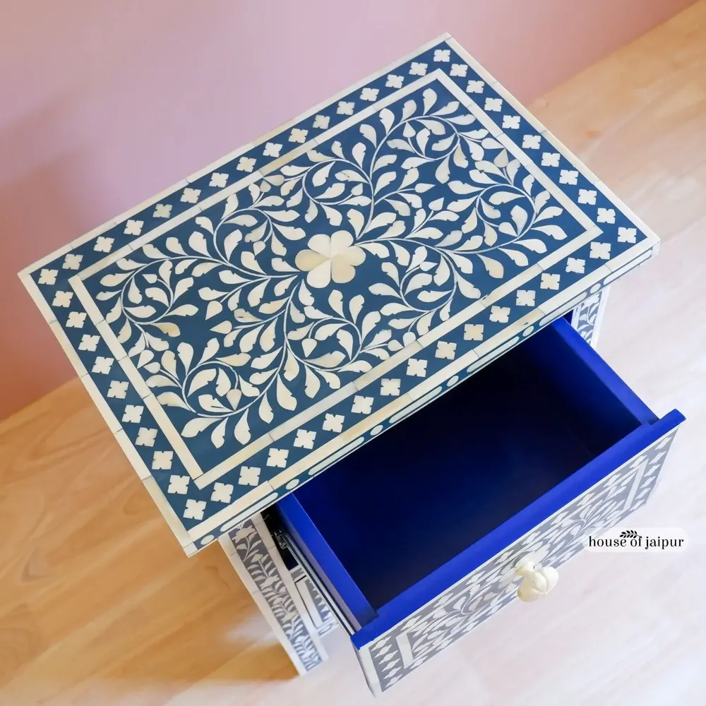 Night tables - Syahi Night Stand — Bone Inlay - HOUSE OF JAIPUR