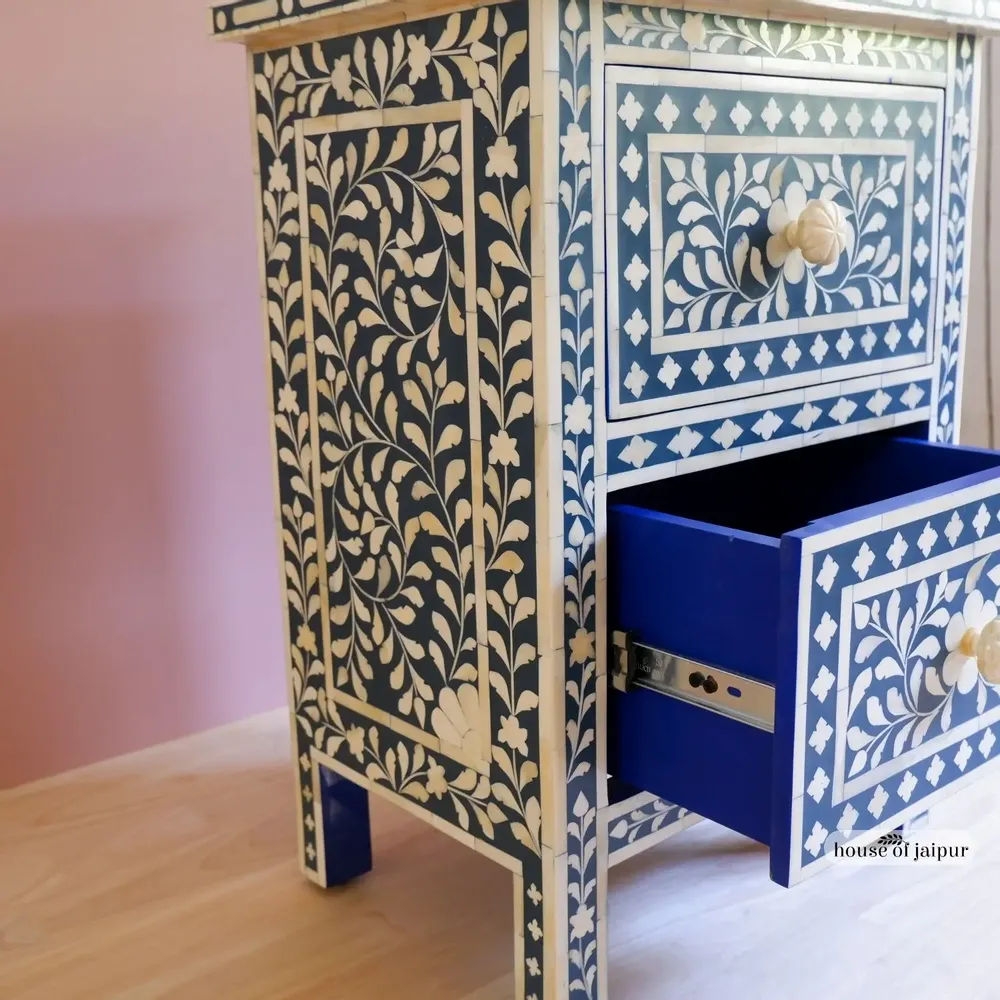 Night tables - Syahi Night Stand — Bone Inlay - HOUSE OF JAIPUR