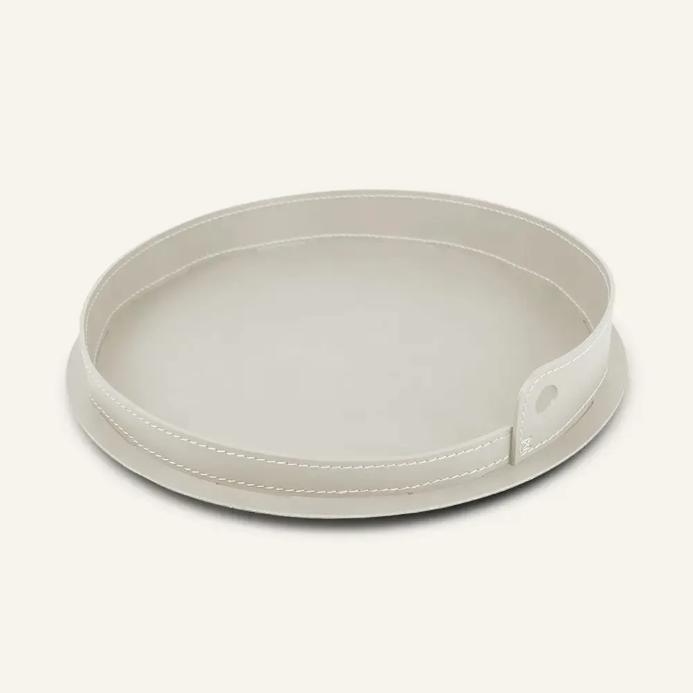Leather goods - Round steel and leather tray PLETO - LIMAC DESIGN