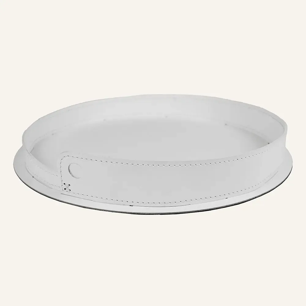 Leather goods - Round steel and leather tray PLETO - LIMAC DESIGN