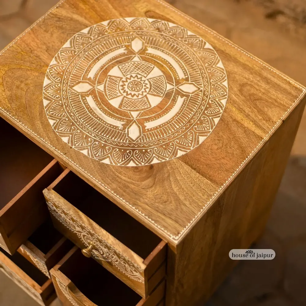 Chests of drawers - Jaipur Hand-Painted Solid Wood Chest of Drawer - HOUSE OF JAIPUR