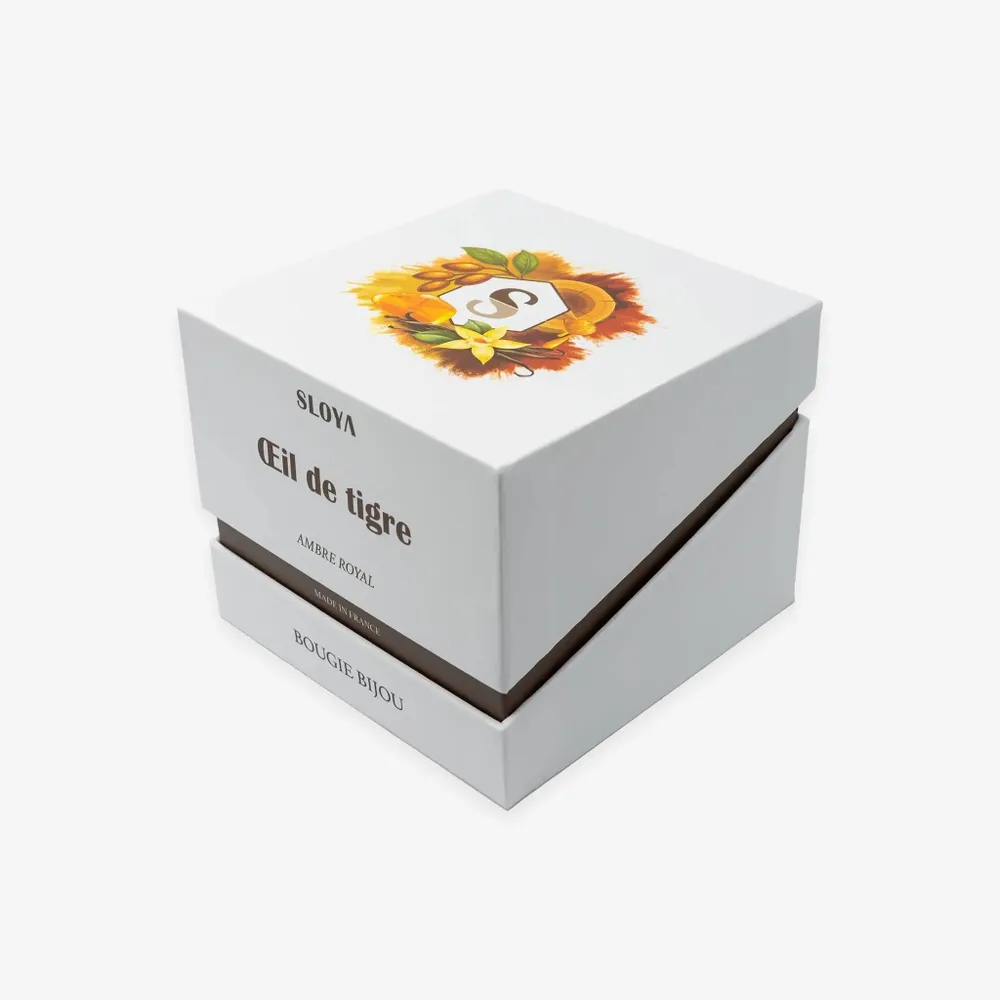 Cadeaux - Bougie bijou pierres Oeil de Tigre - parfum Ambre Royal - SLOYA