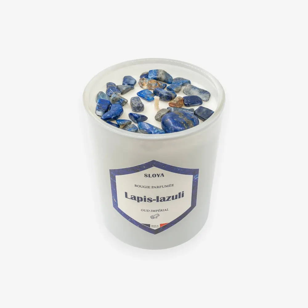 Bougies - Bougie pierres Lapis-lazuli - parfum Oud Impérial - SLOYA