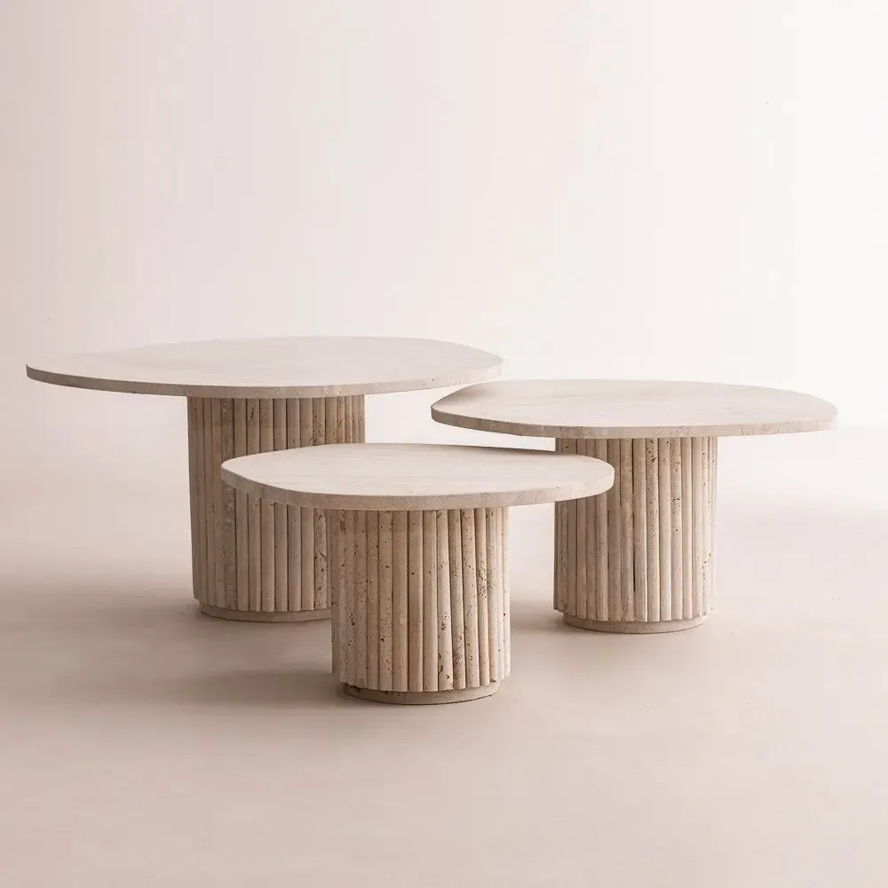 Tables basses - Tables basses Orion en travertin naturel - DESIGN TRIP